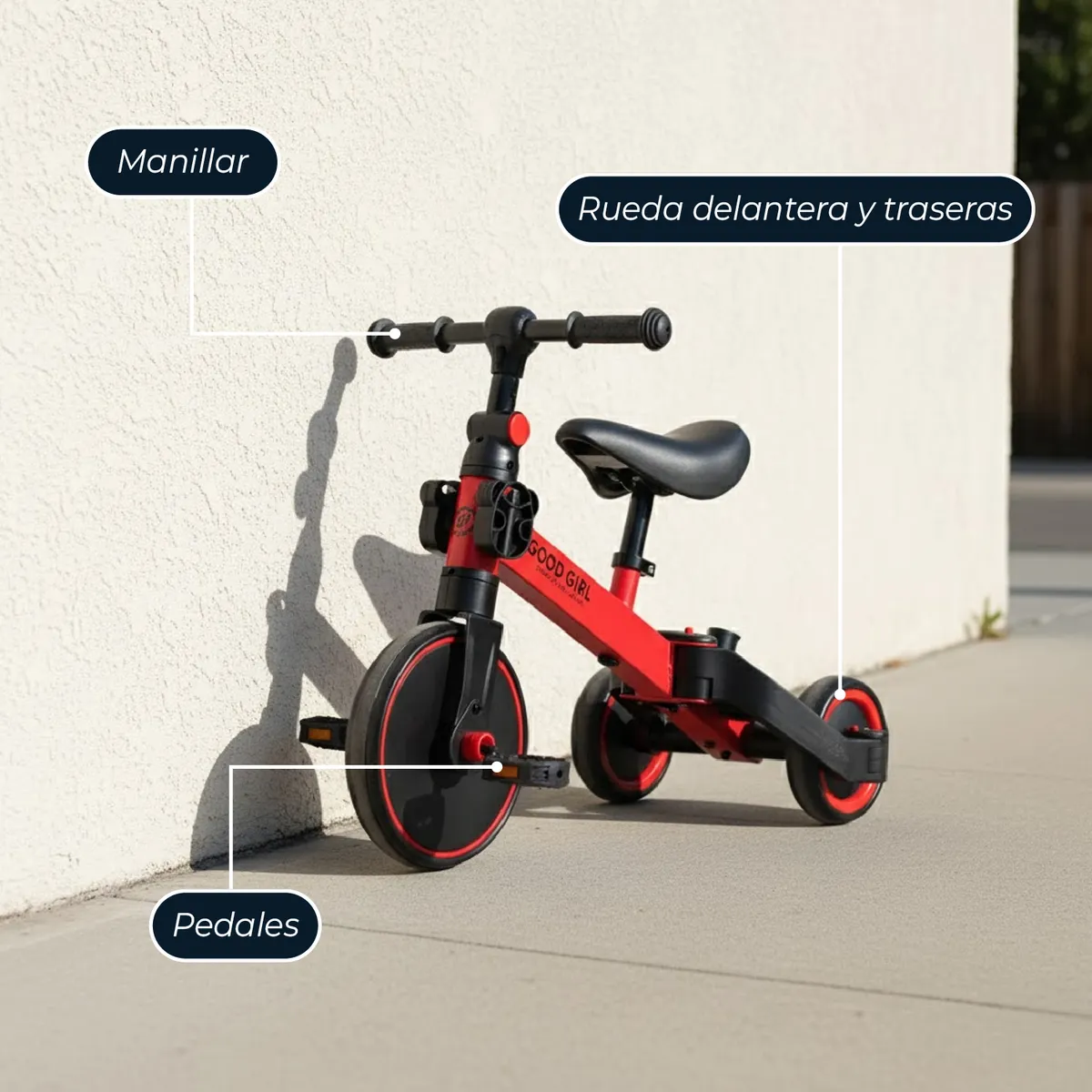 MON PETIT - Triciclo Correpasillos Multiposiciones 3 En 1 - Rojo