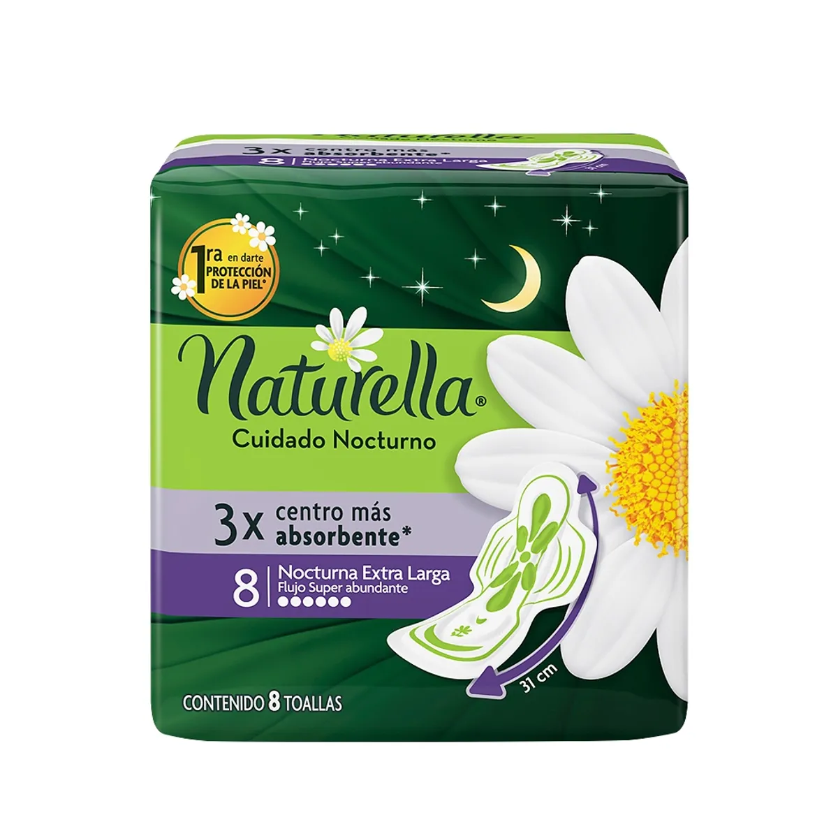 NATURELLA - Toalla femenina Naturella normal nocturna con alas 8 un.