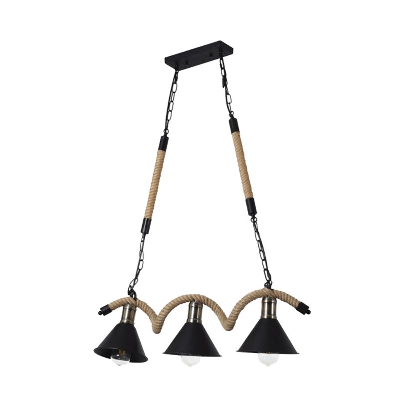 HB LEDS - Lámpara Colgante Cáñamo Con Cadena Tres Luces E-27