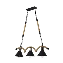 HB LEDS - Lámpara Colgante Cáñamo Con Cadena Tres Luces E-27
