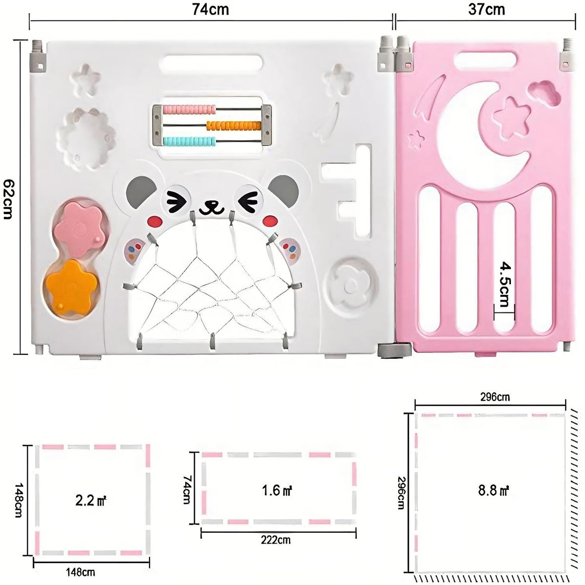 GENERICO - Corral de Seguridad Bebe Multiformas 14+2 Plegable  Alfombra