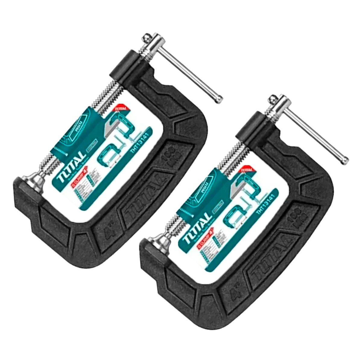 TOTAL TOOLS - Pack 2 Prensa Tipo C 4 Pulgadas (100mm)
