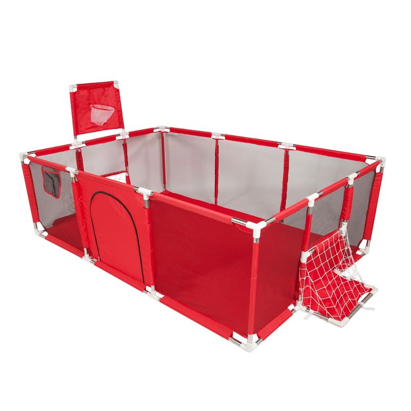 GENERICO - Corral de Seguridad Bebe 180 Cm. Con Aro y Arco + 50 Pelotitas Rojo