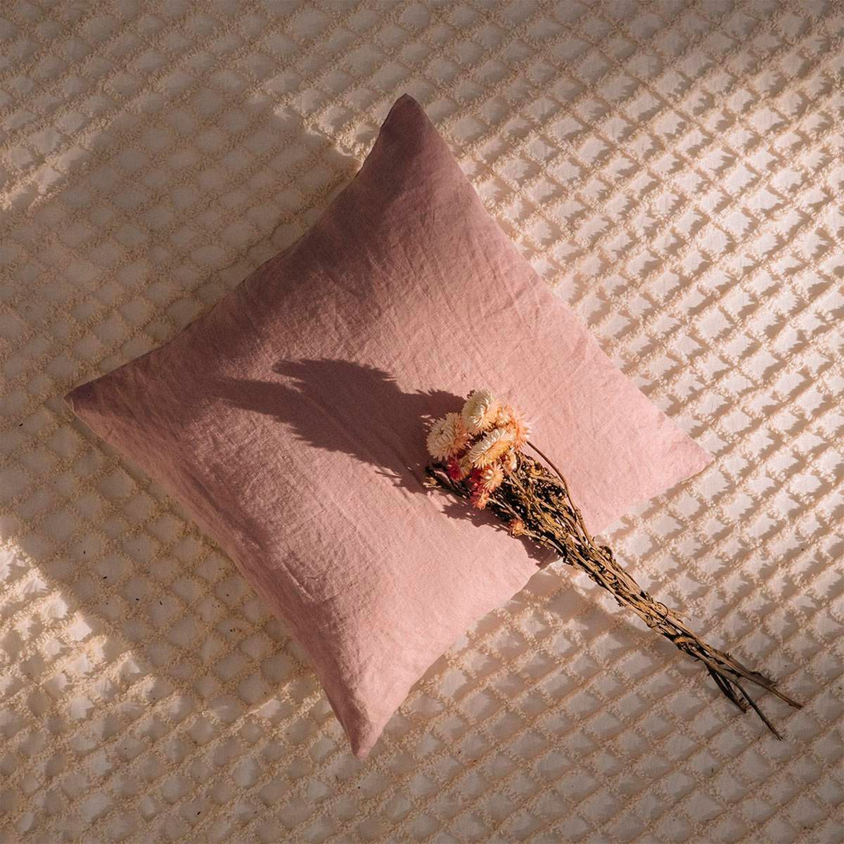 CALMA HOUSE - Funda Cojín Lino 60x60 Rosado Calma House