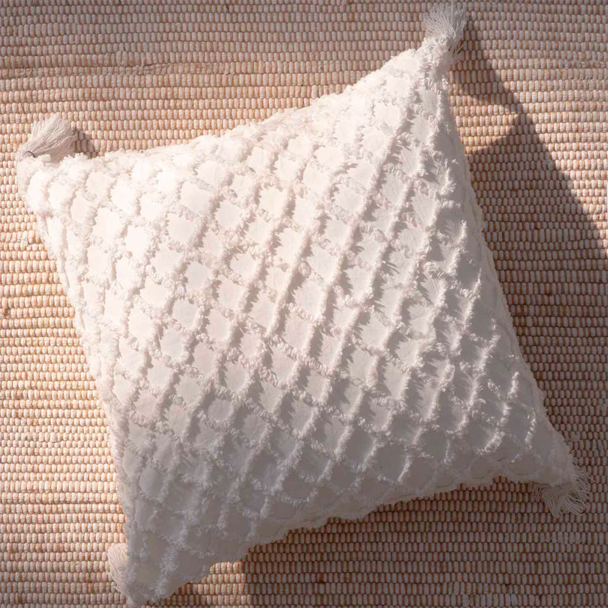 CALMA HOUSE - Funda Cojín Algodón Royal 60x60 Blanco Calma House