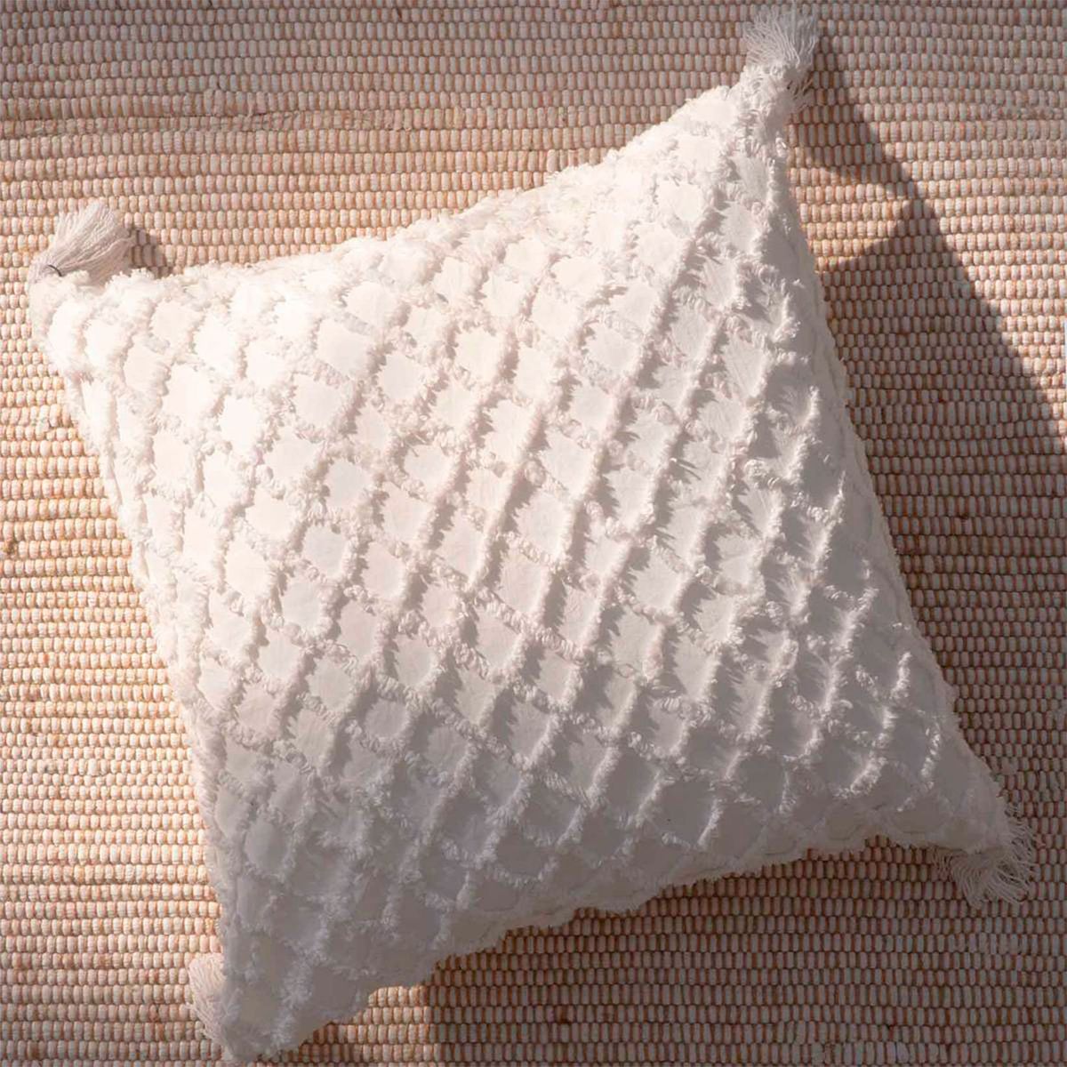 CALMA HOUSE - Funda Cojín algodón Royal 45x45 Blanco Calma House