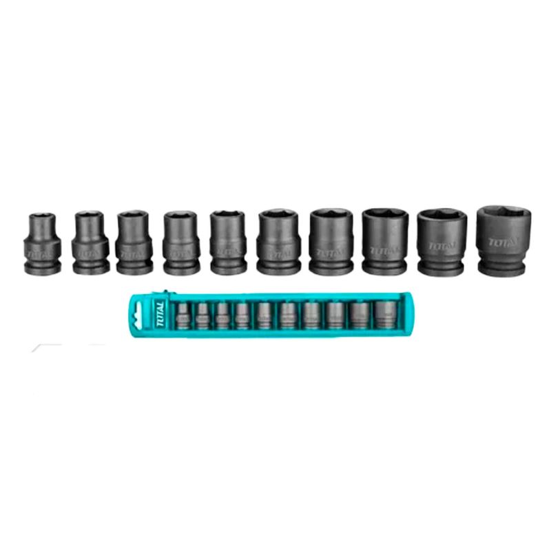 TOTAL TOOLS - Juego Set De Dados Corto De Impacto 1/2 10 Piezas