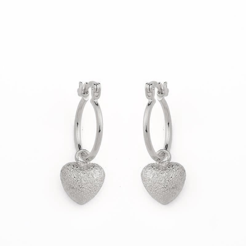 MARRO - Aros argolla corazón 1,5 cm de diámetro enchapado en plata