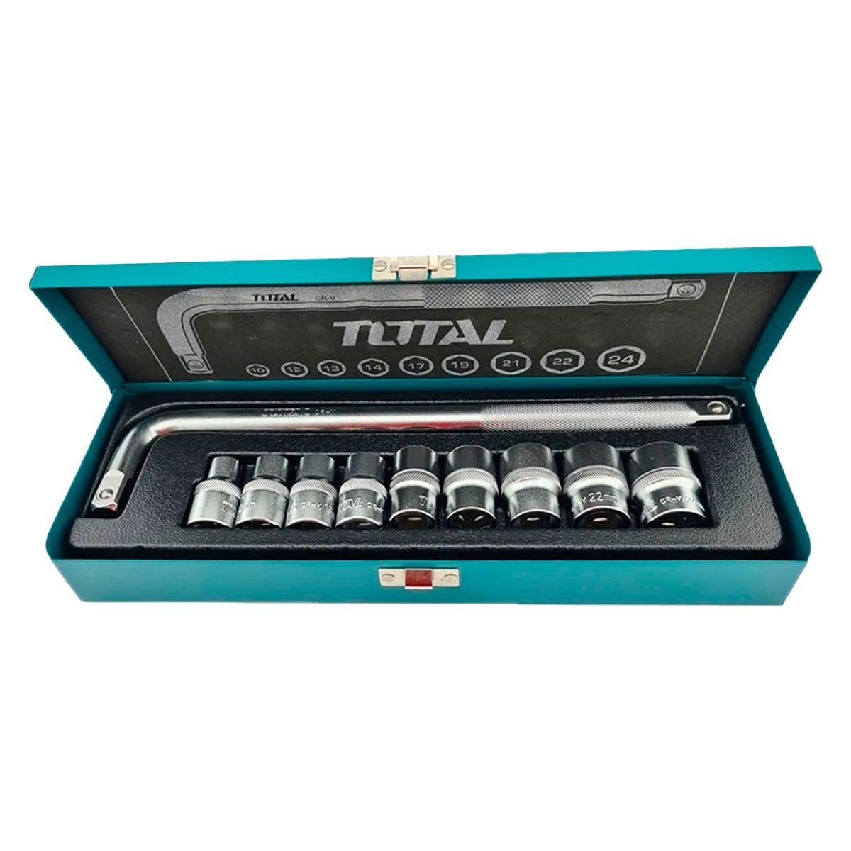 TOTAL TOOLS - Kit Juego De Dados Barrote Cuadrante 1/2 10 Piezas