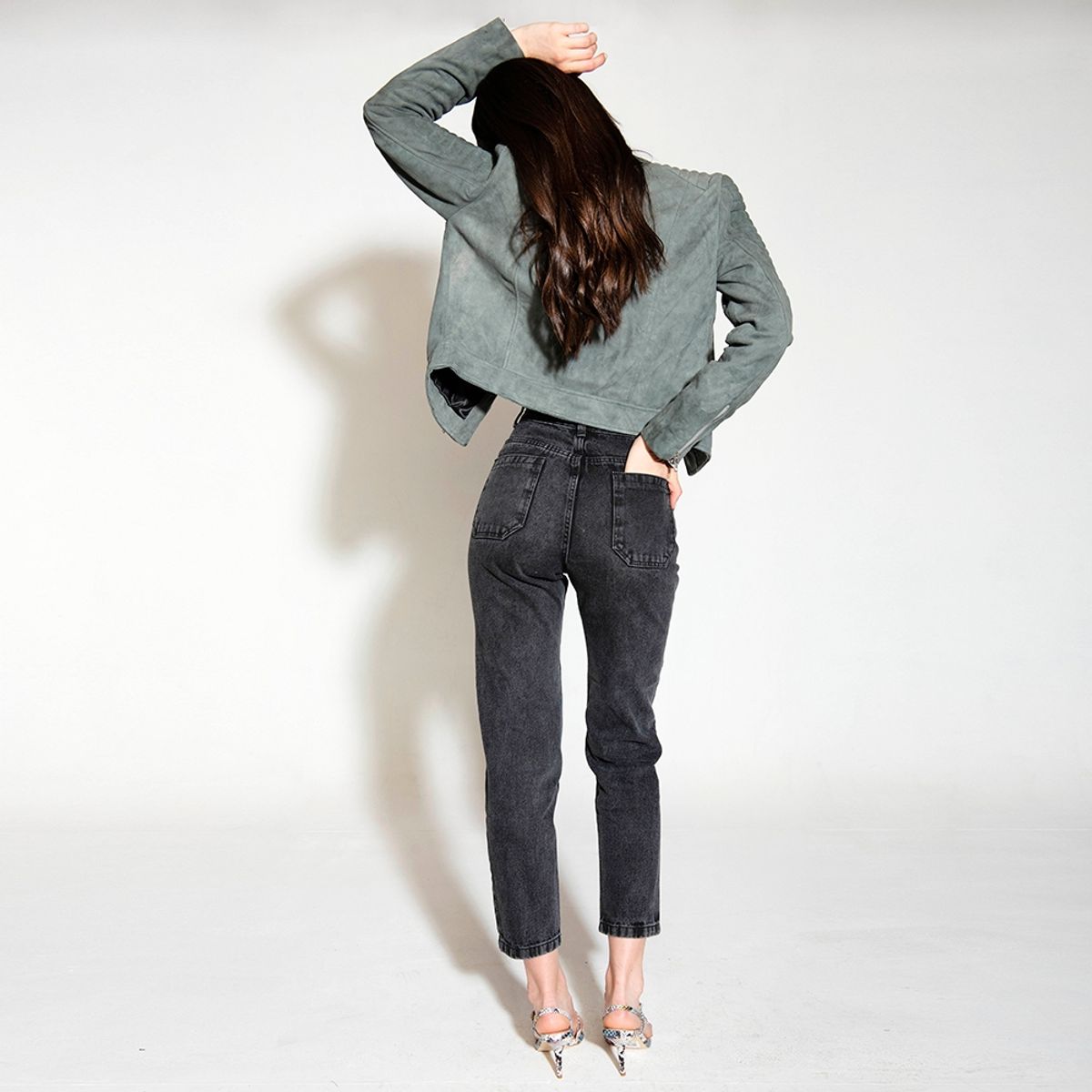 AMEN LEATHER - Chaqueta de Cuero Moto Suky Gris Amen