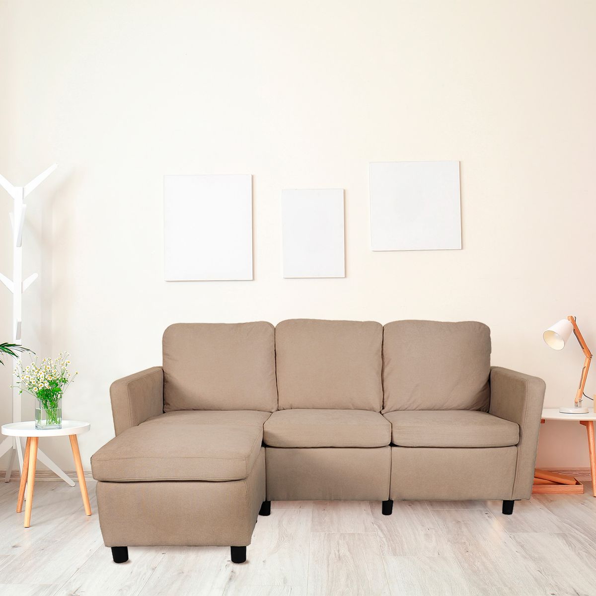 NOVAHUS - SOFA DE TRES CUERPOS BEIGE