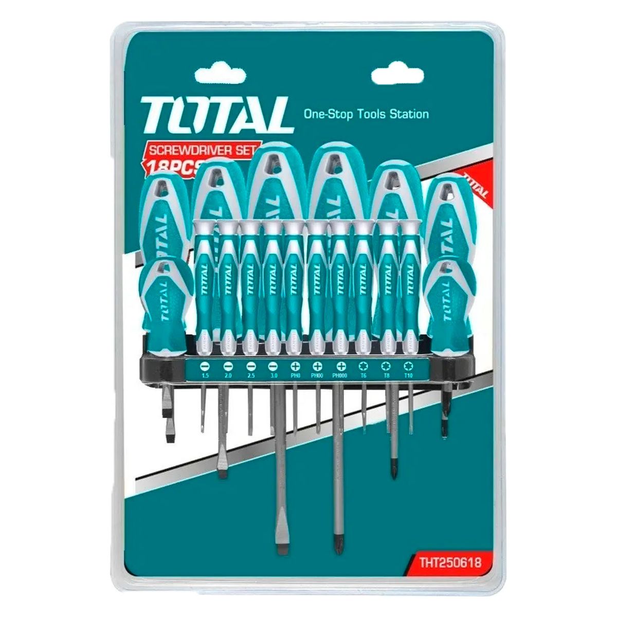 TOTAL TOOLS - Kit Set Juego Destornilladores 18 Piezas