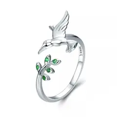GENERICO - Anillo Colibrí plata 925 ajustable mujer joya