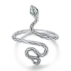 GENERICO - Anillo serpiente plata 925 ajustable mujer joya