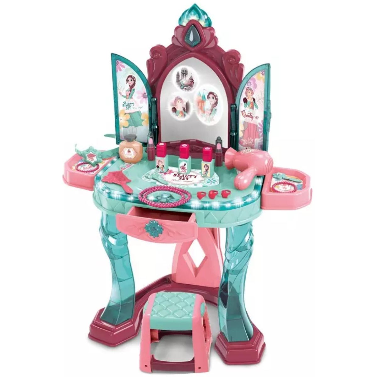 OEM - Juguete Tocador Maquillaje 6 Piezas Infantil Rosado