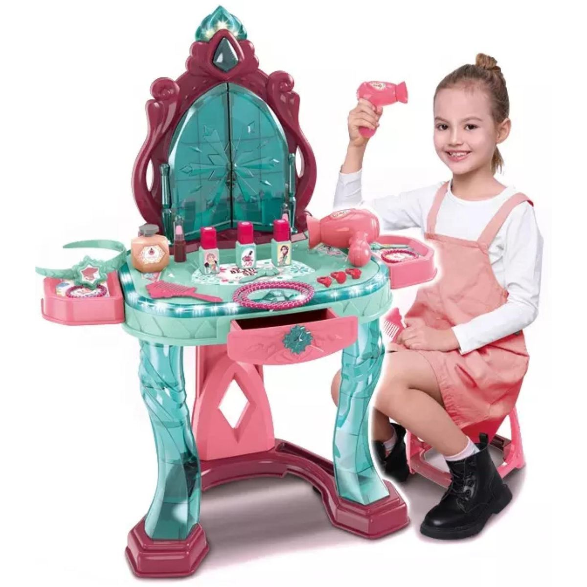 OEM - Juguete Tocador Maquillaje 6 Piezas Infantil Rosado