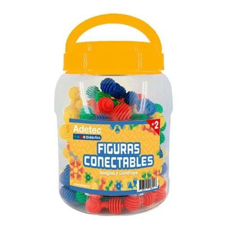 ADETEC - Juego Didáctico Figuras Conectables 60 Piezas Juguetes