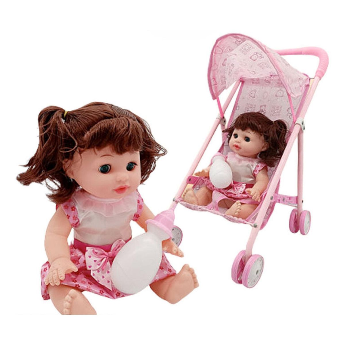 OEM - Juguete Muñeca Con Carrito Rosado Infantil