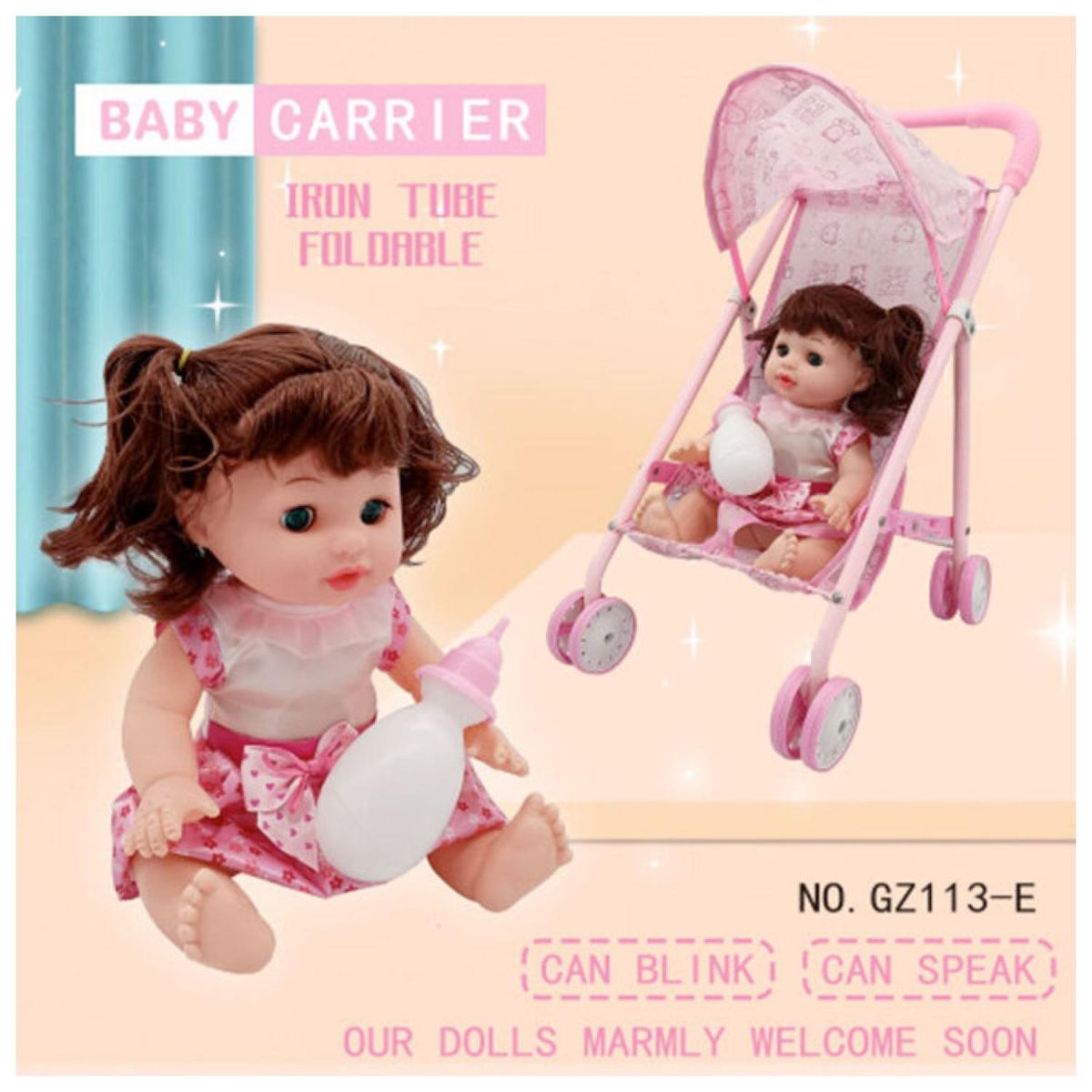 OEM - Juguete Muñeca Con Carrito Rosado Infantil