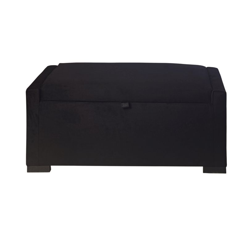 GENERICO - Banqueta Leyzy Negro Felpa con Baúl 105x50x45 cm de Máxima Design