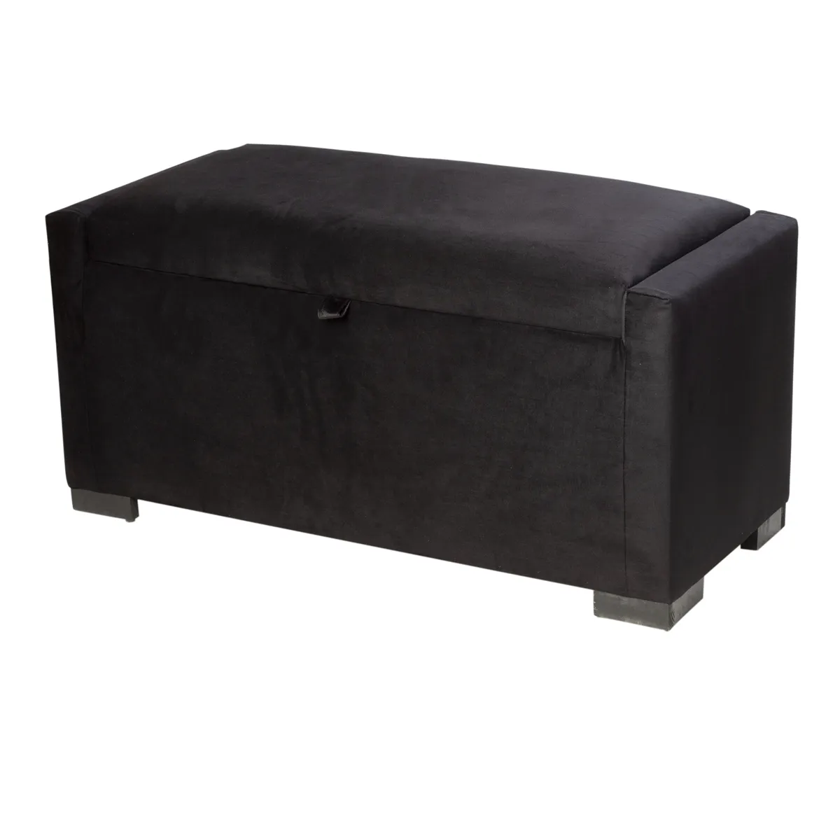 GENERICO - Banqueta Leyzy Negro Felpa con Baúl 105x50x45 cm de Máxima Design