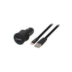 PHILIPS - Cable Lightning + Cargador de Auto USB