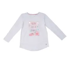 PILLIN - Polera Manga Larga Niña Blanco Pillín