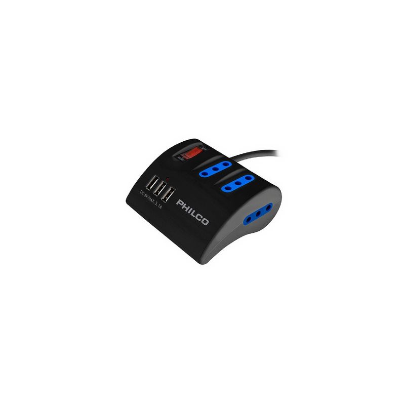 PHILCO - Alargador Zapatilla Con Switch 3 Usb Philco 1,5M Negro PHILCO