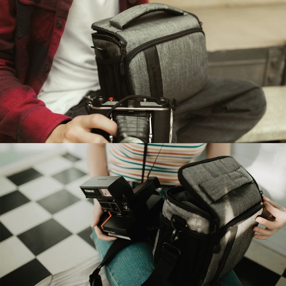 BAGSMART - Bagsmart Bolso para Cámara Montreal con Funda Impermeable Gris Oscuro