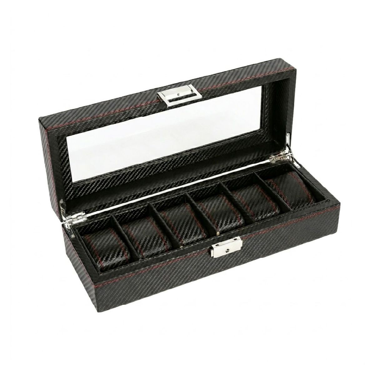 GENERICO - Caja Estuche Organizador de 6 Relojes Bordado Elegante