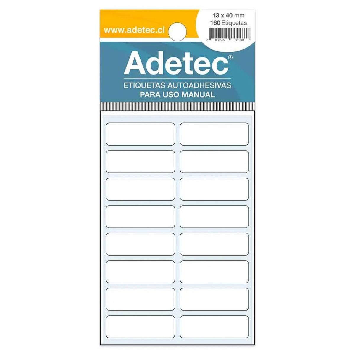 ADETEC - 160 Etiquetas Manual Adetec Rectangular Blanca 13x40 mm