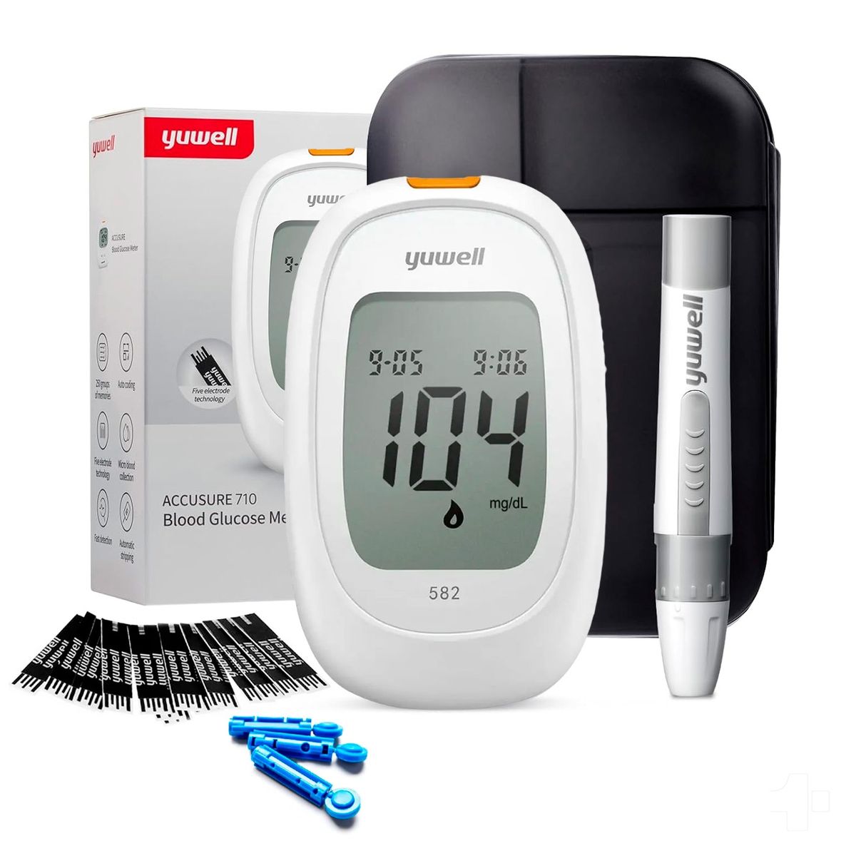 TOPMEDIC - Glucómetro Yuwell 582 Medidor Glucosa Glicemia 100 Cintas 100 Lancetas