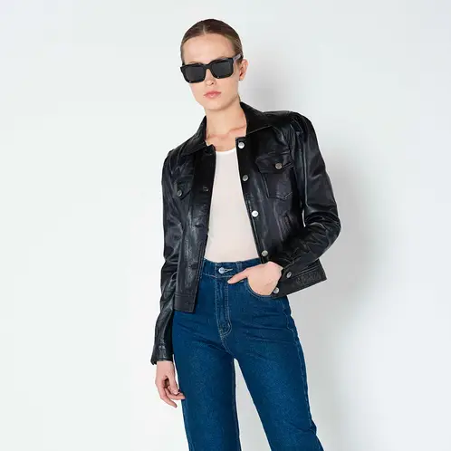 AMEN LEATHER - Chaqueta de Cuero Vaquera Naomi Amen