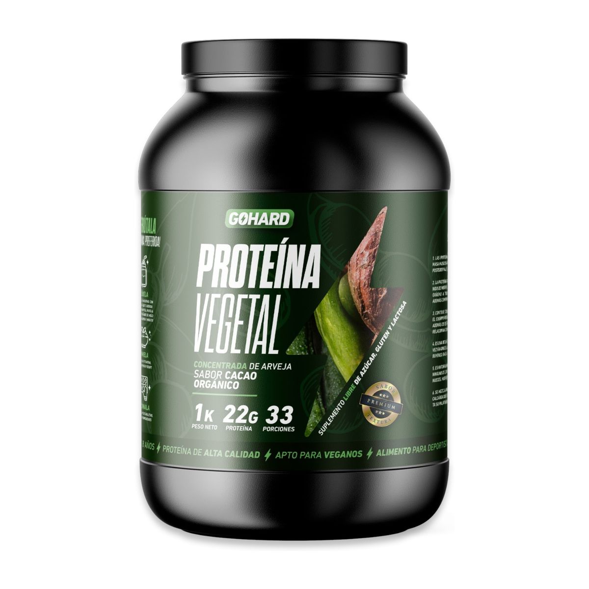 GOHARD - PROTEÍNA VEGETAL - 33 SERVICIOS - GOHARD CACAO ORGANICO
