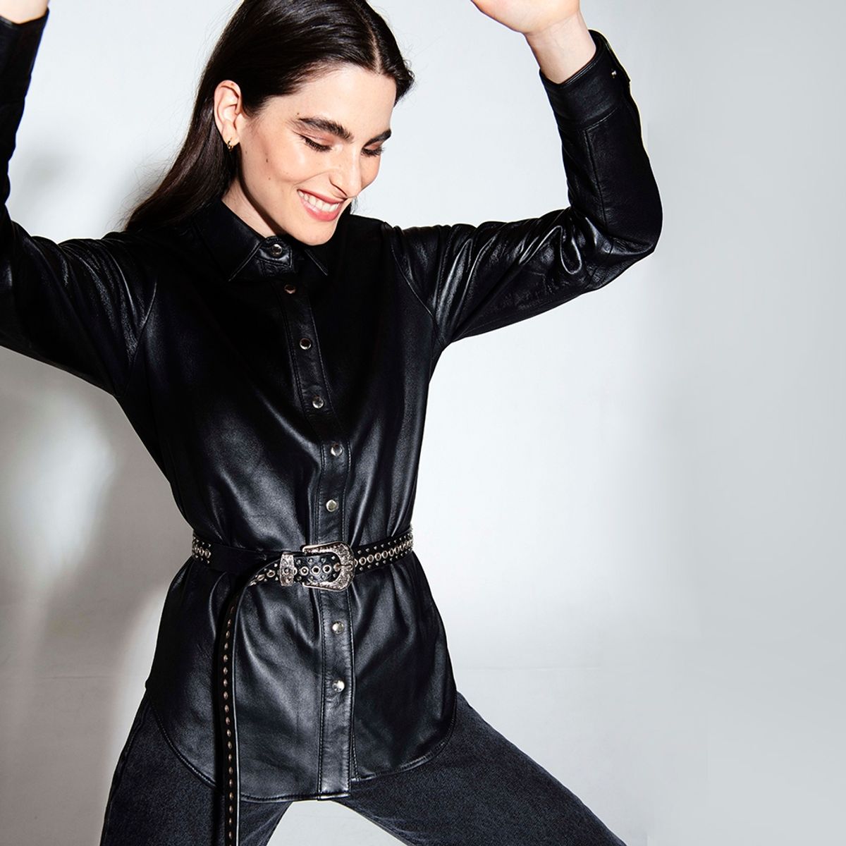 AMEN LEATHER - Camisa de Cuero Akira Negra Amen