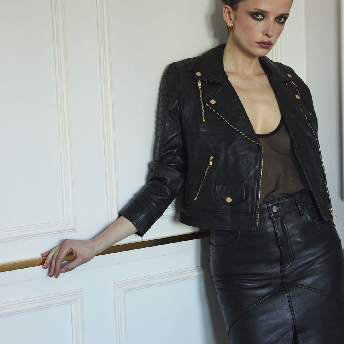 AMEN LEATHER - Chaqueta de Cuero Benibara Negra Amen