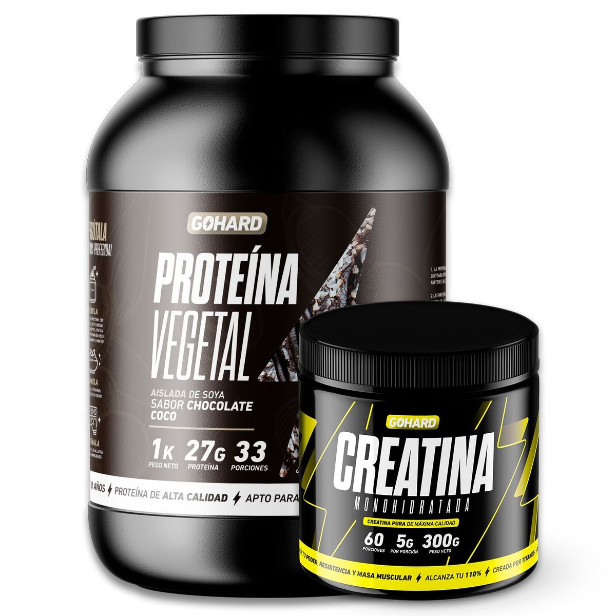 GOHARD - PROTEÍNA VEGETAL CHOCOLATE COCO PACK CREATINA MONOHIDRATADA   GOHARD