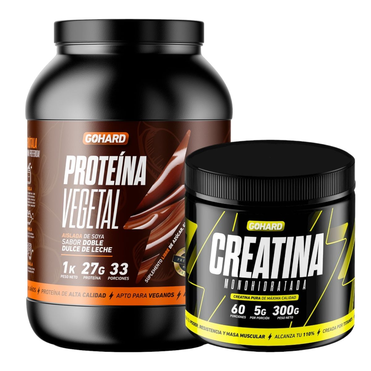 GOHARD - PROTEÍNA VEGETAL DULCE DE LECHE PACK CREATINA MONOHIDRATADA   GOHARD