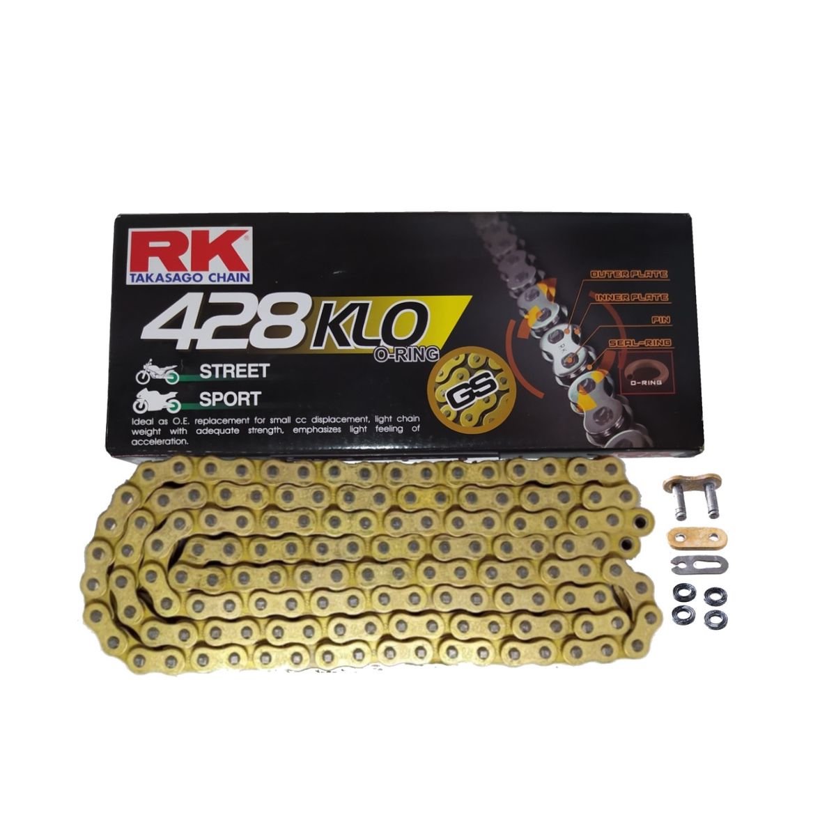 RK - Cadena Rk Takasago 428 Klo. Dorada Con O'ring