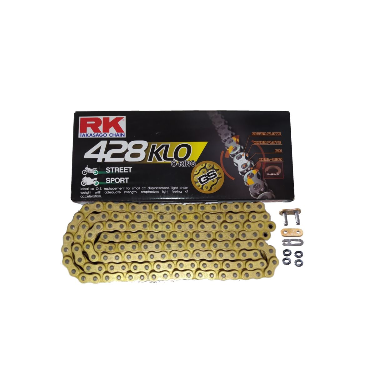 RK - Cadena Rk Takasago 428 Klo. Dorada Con O'ring