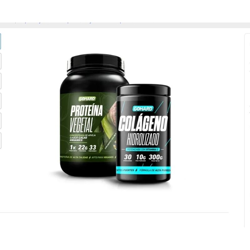 GOHARD - PROTEINA VEGETAL CACAO ORGANICO PACK COLAGENO HIDROLIZADO GOHARD