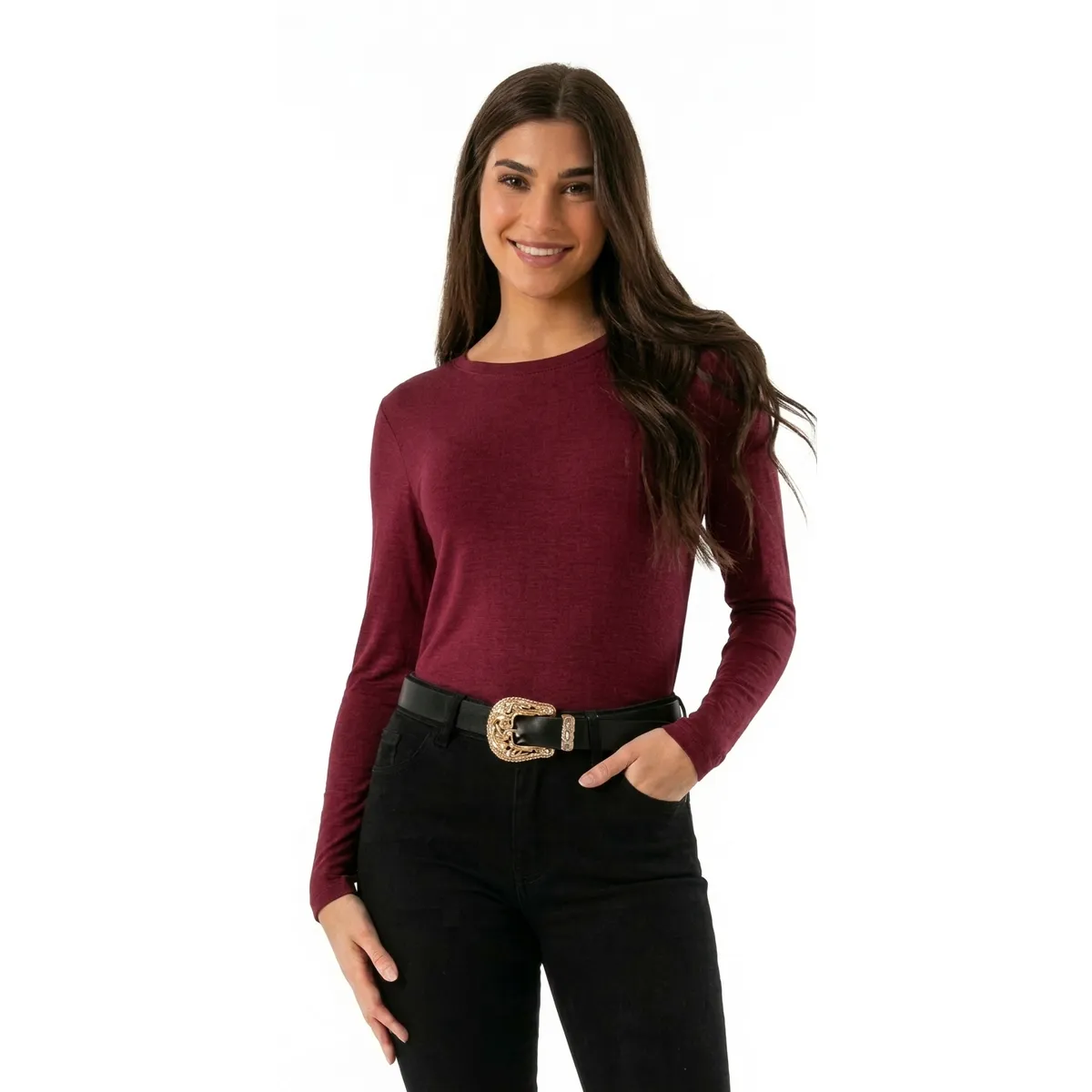 GARSIL - Camiseta Manga Larga Primera Capa De Bambú Polera Mujer