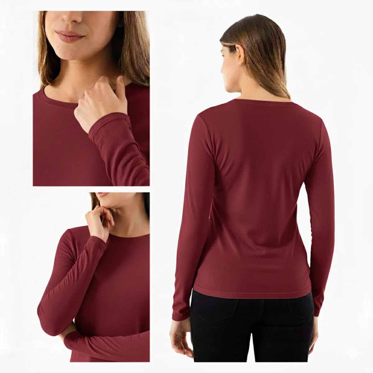 GARSIL - Camiseta Manga Larga Primera Capa De Bambú Polera Mujer