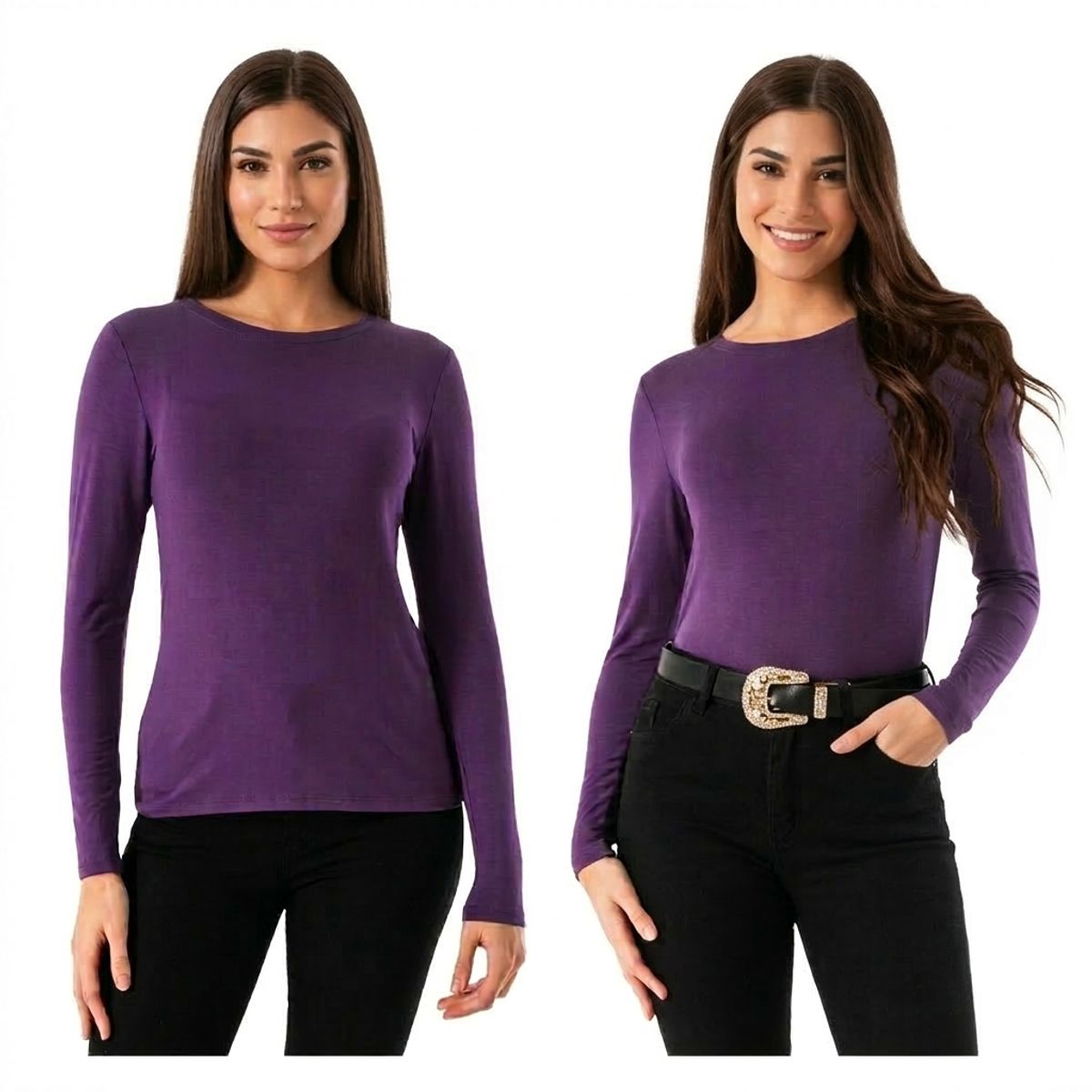 GARSIL - Camiseta Manga Larga Primera Capa De Bambú Polera Mujer