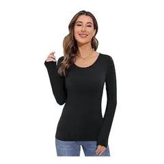 GARSIL - Camiseta Manga Larga Primera Capa De Bambú Polera Mujer