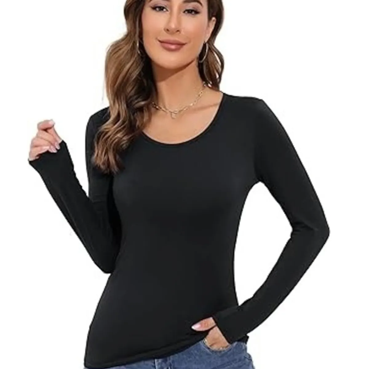 GARSIL - Camiseta Manga Larga Primera Capa De Bambú Polera Mujer