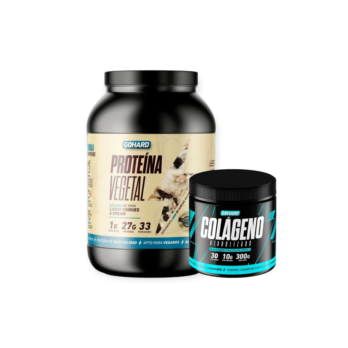 GOHARD - PROTEINA VEGETAL COOKIES AND CREAM PACK  COLAGENO HIDROLIZADO GOHARD