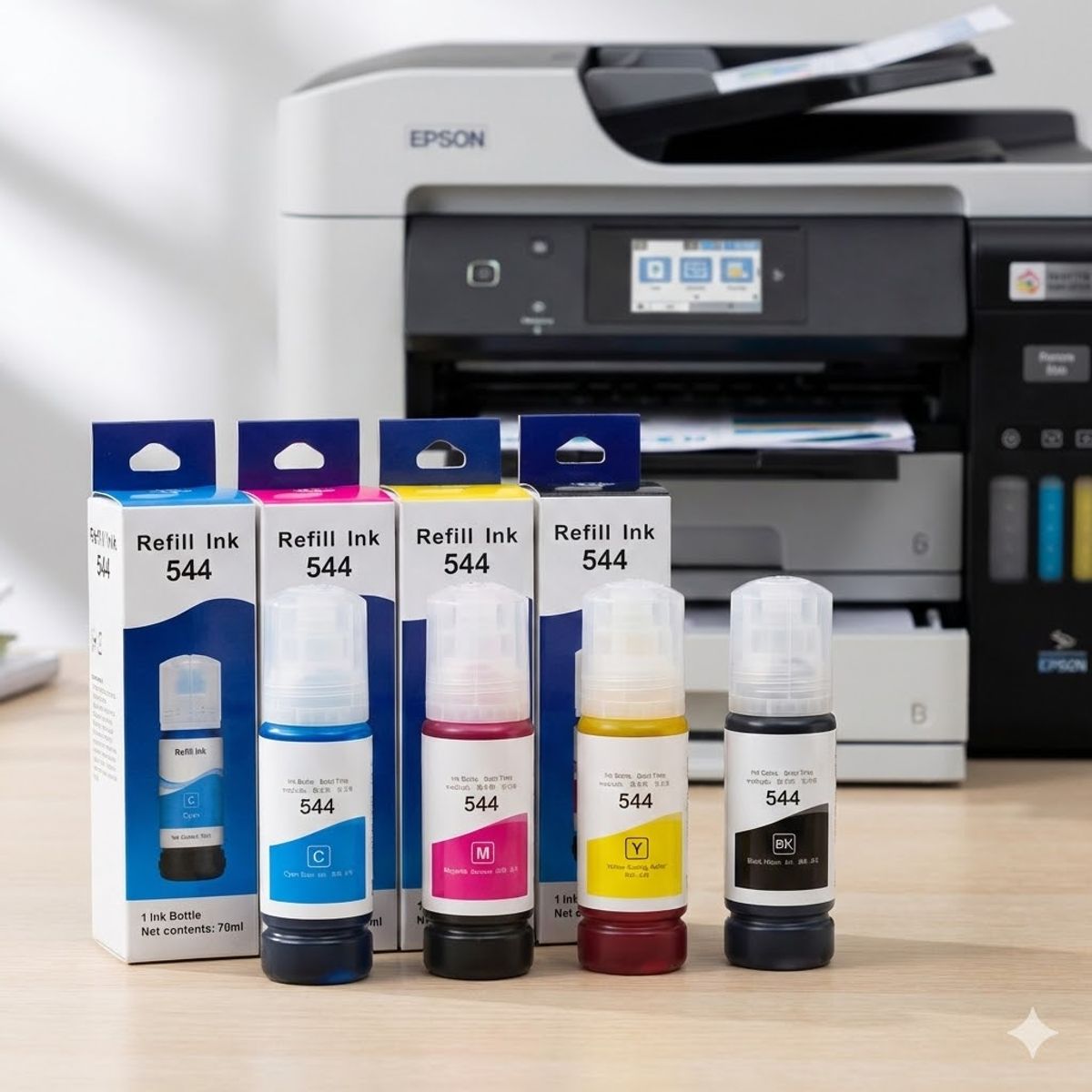 PREMIUM - Tinta T544 Pack 4 Colores Compatible con EcoTank L1110/L3110/L5190