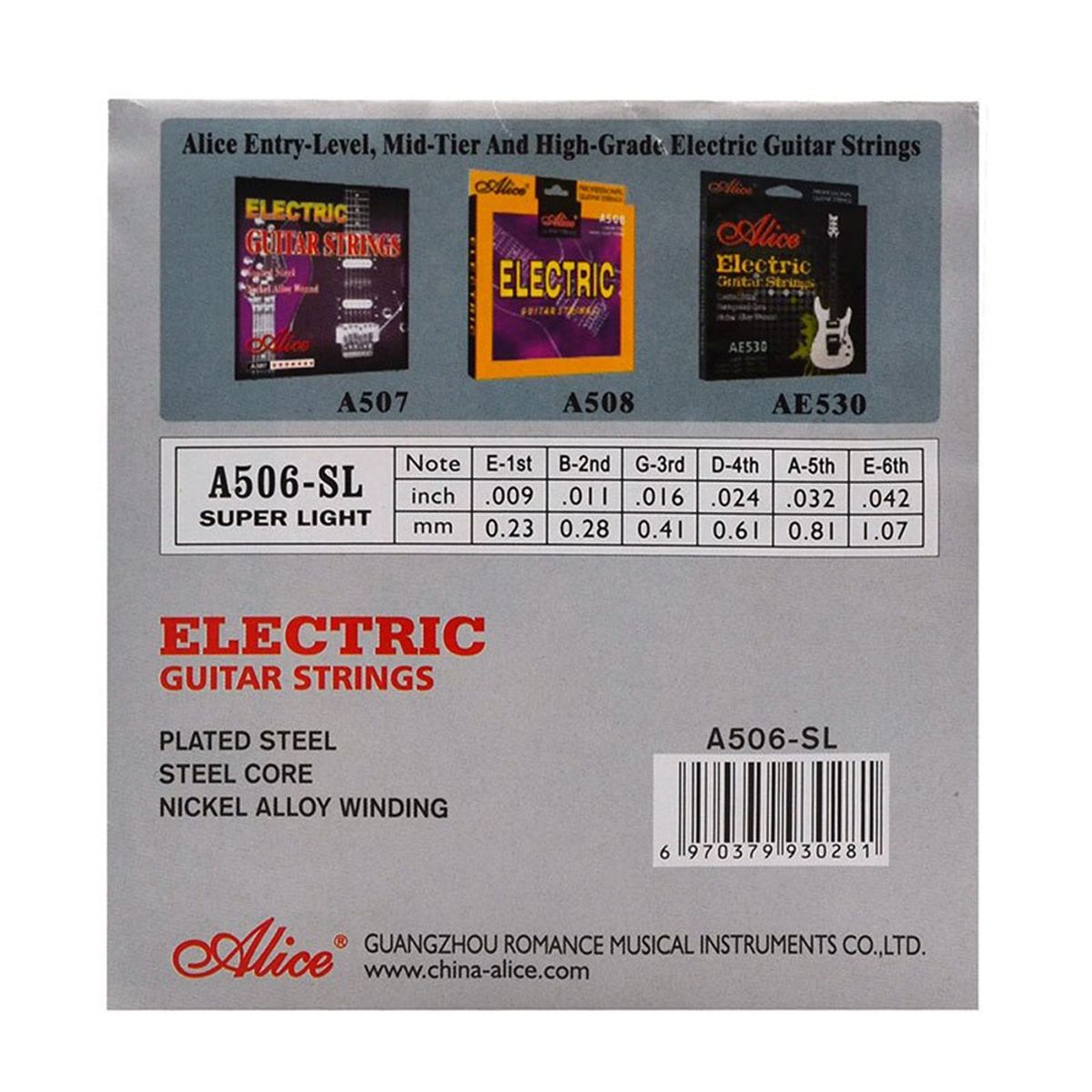 ALICE - Set de cuerdas guitarra eléctrica Alice A506SL 009-042