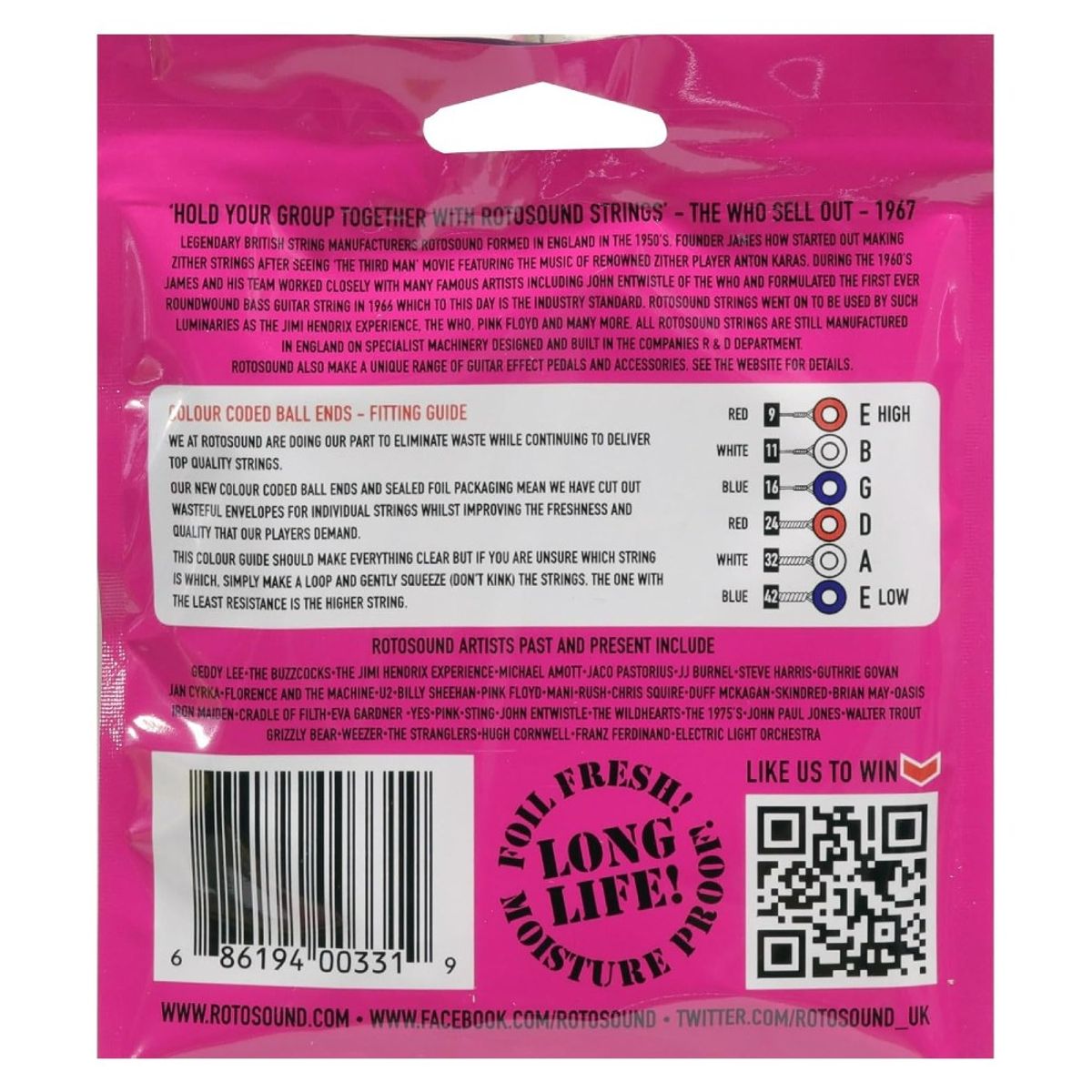 ROTOSOUND - Pack Cuerda Guitarra Eléctrica Rotosound R9-2 (2 Set)